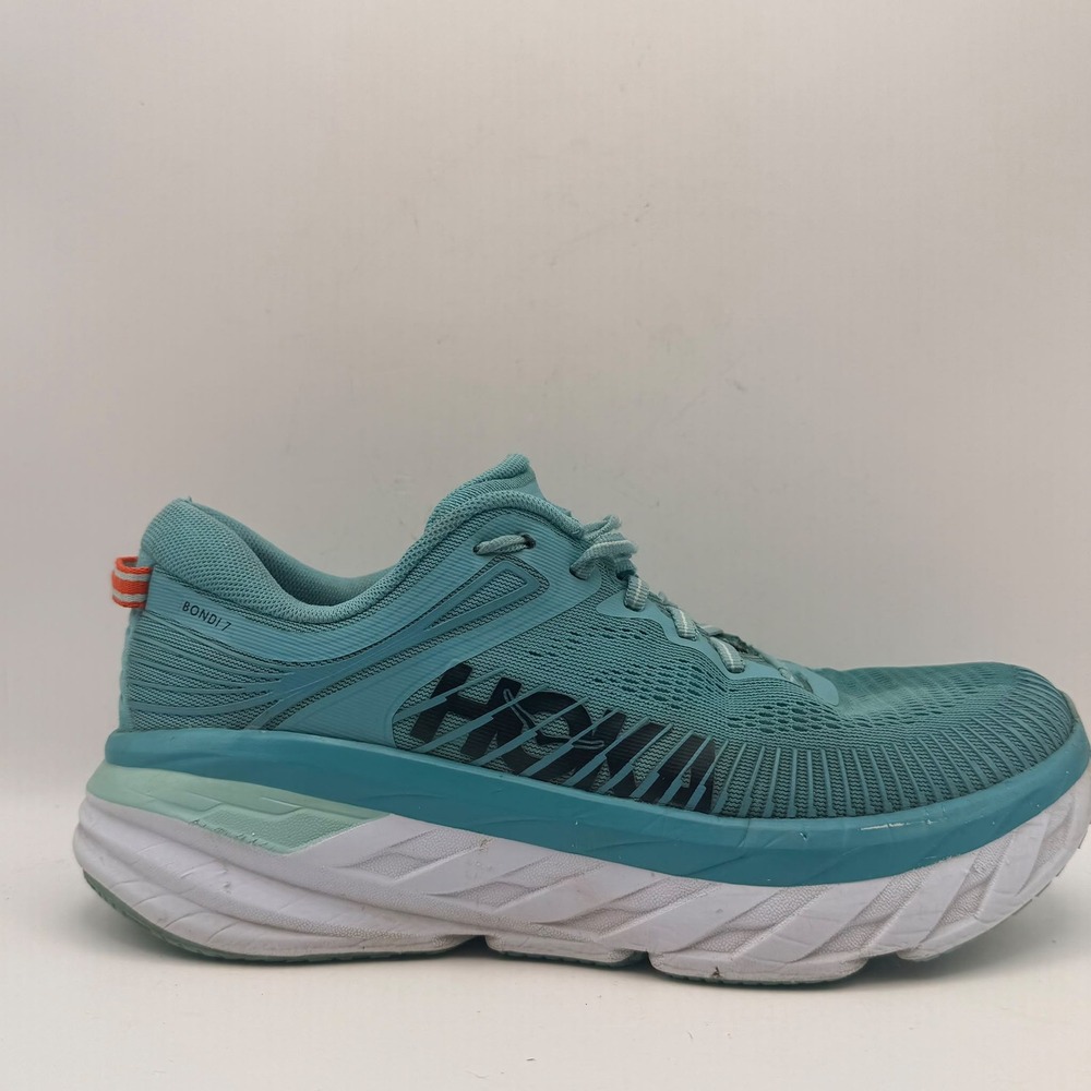 Hoka One One Bondi 7 Running Shoes Womens 8 Blue Mesh Cushioned Sneakers
